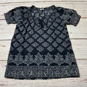 Joie Black and Gray Print Silk Top Sz S